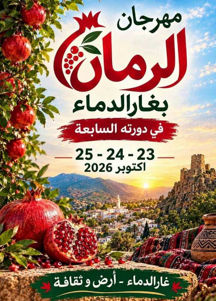 غار الدماء: الدورة السابعة لـ “مهرجان الرمان” من 23 إلى 25 أكتوبر 2026″